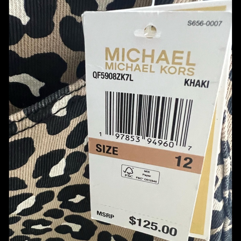 Michael Kors Leopard Print Khaki Selma Jeans Women’s Size 14 - Picture 7 of 8